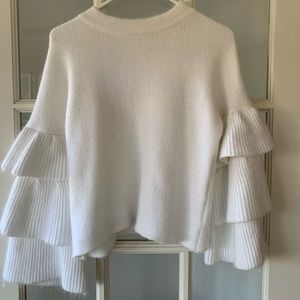 Endless Rose Layered Bell Sleeve White Sweater